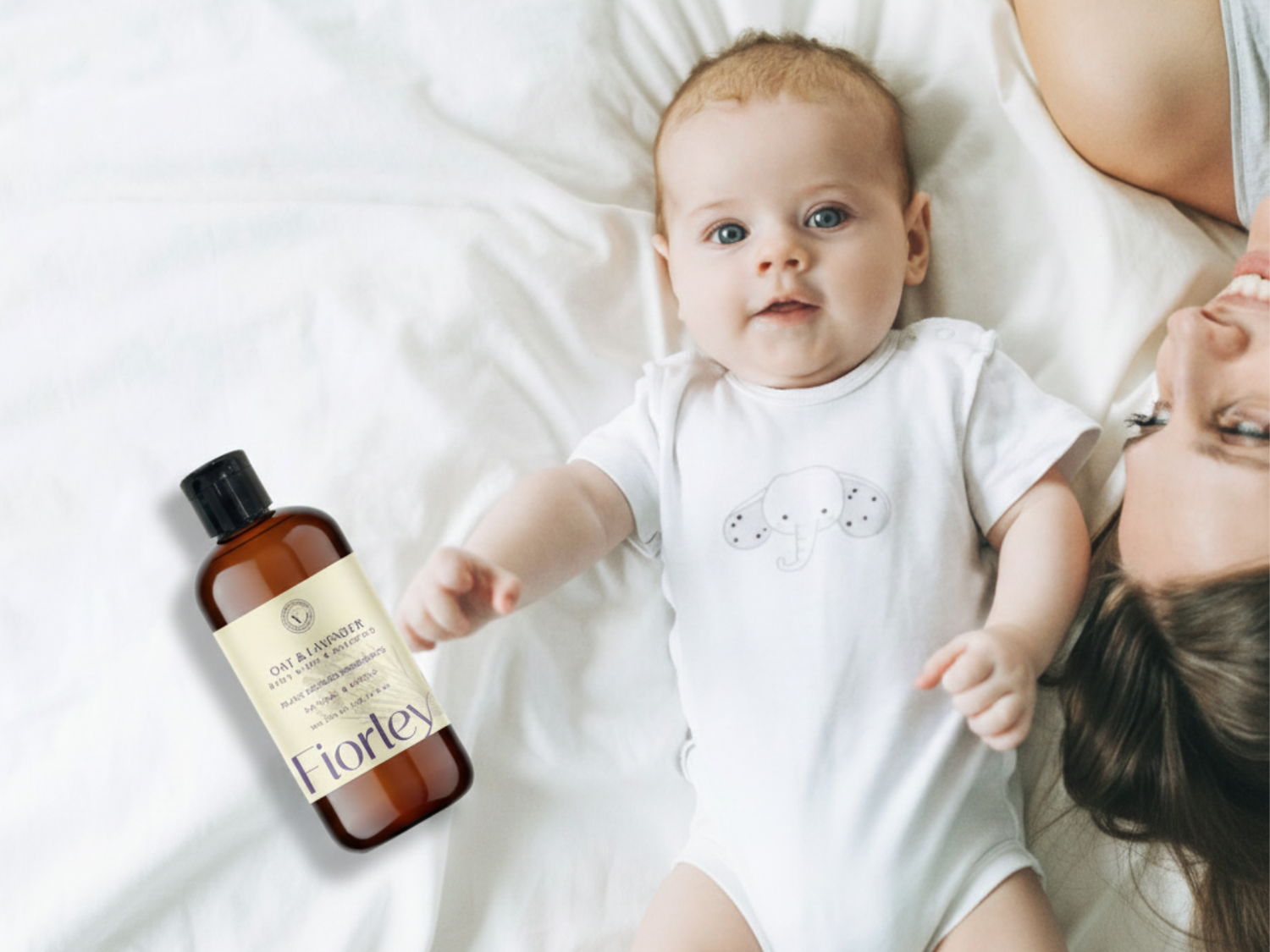 Fiorley’s toxin-free and ultra-gentle baby wash, providing a moisturising, plant-derived cleanse for infants and toddlers with sensitive skin.
